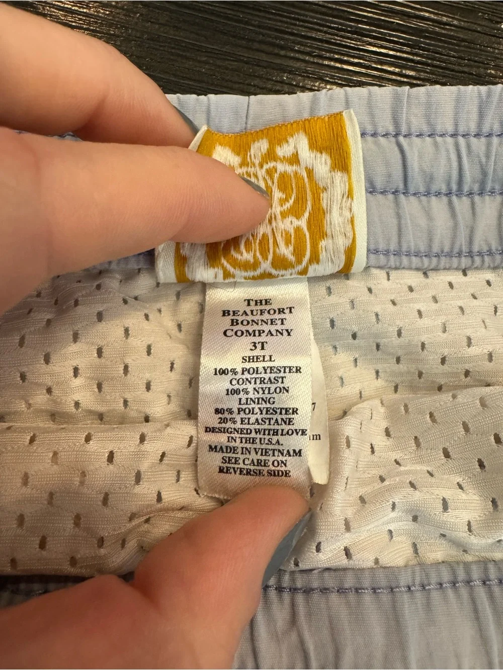 The Beaufort Bonnet Company Blue and White Striped Kids 3T Swim Trunks